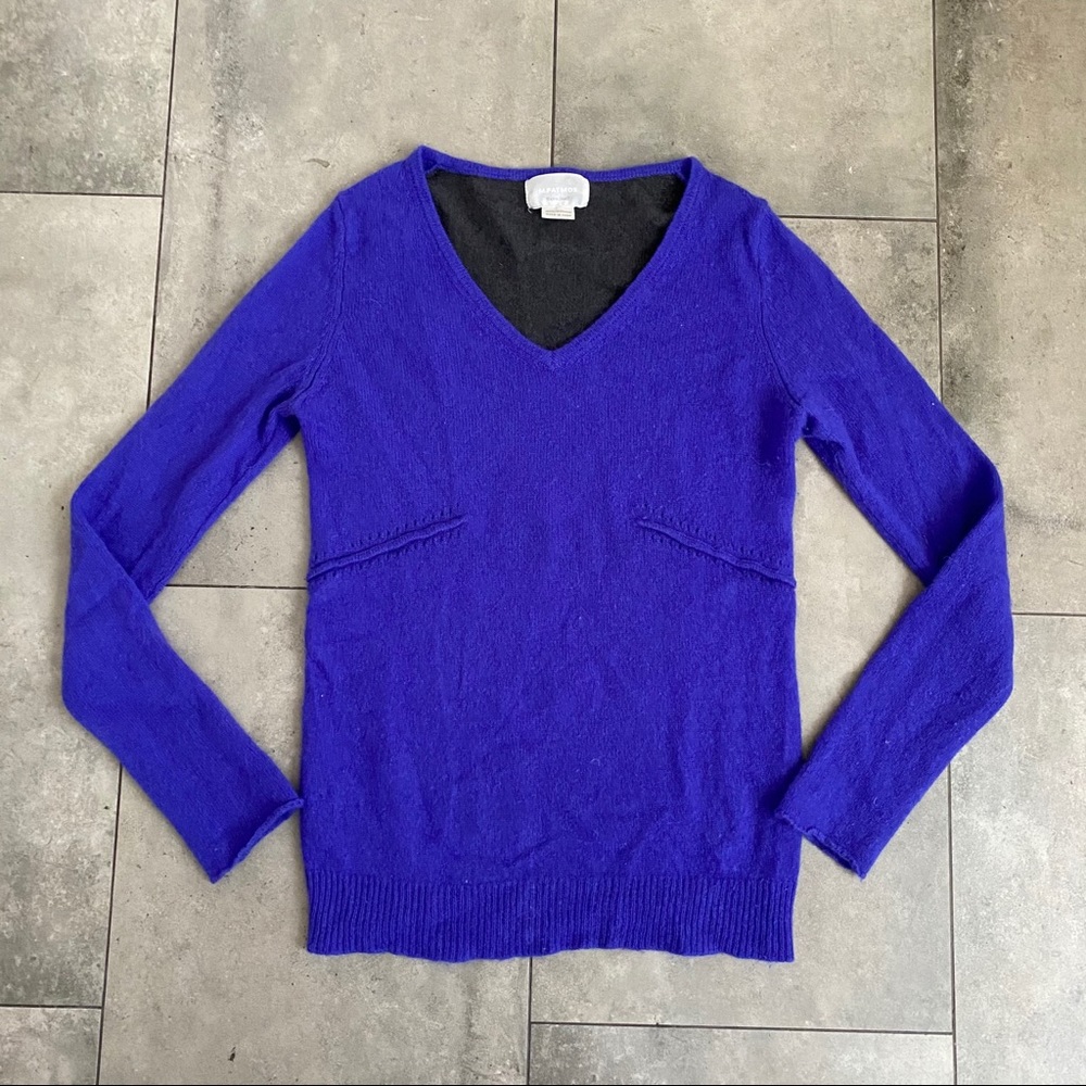 M.Patmos v neck colorblock cashmere sweater purple